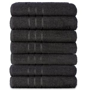 Kit 7 Toalhas De Banho Branca Hotel Macia Felpuda - Prata - Preto
