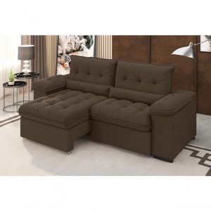 Sofá Arezzo Retrátil/reclinável 4lugares Suede Marrom 2,15m - Xflex
