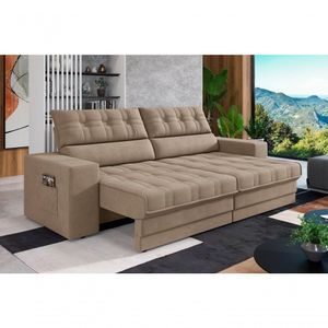 Sofá Omega Plus 2,30m Retrátil/reclinável Suede Capuccino - Xflex