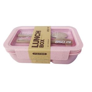 Marmita Lancheira 850ml Com Divisórias Material Sustentável Acompanha Garfo E Colher Cor:rosa