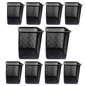Kit 10 Porta Canetas Lápis Escritorio Aramado Quadrado Preto