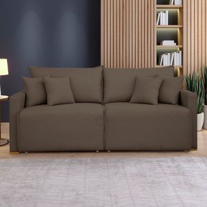 Sofá Cama Retrátil E Reclinável 200cm Júlia Veludo/marrom