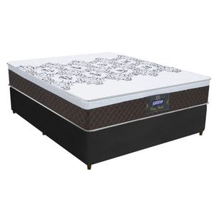 Cama Box Casal Molas Ensacadas Marrom/Preto Marrom / Branco