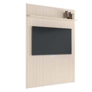 Painel Para Tv Até 70 Polegadas 1,80x2,40m Ripado Com Prateleira Arbo Off White Edn Off White