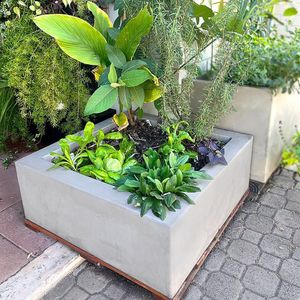 Vaso Cubo 80 X 30 Cm Cor 19 - Antique Cimento