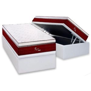 Cama Box Baú Solteiro: Colchão Polar Masterpocket Rubi + Base Crc Courano White(88x188)