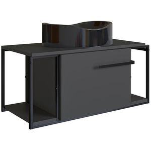 Gabinete Susp E Cuba Marmore Sintetico P1019x941012 Grafite Preto Pp Grafite Preto