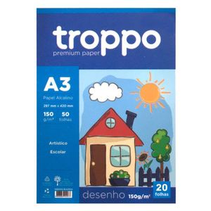 Bloco A3 Desenho Branco Troppo 150g C-20fls