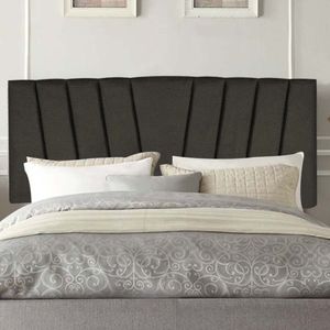 Painel Estofada Bélgica 195cm King Size Para Cama Box Quarto Linho Marrom - Gat Magazine