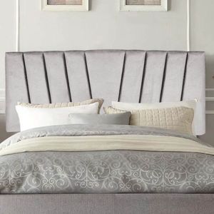 Painel Estofada Bélgica 160cm Queen Size Para Cama Box Quarto Suede Cinza Claro - Gat Magazine
