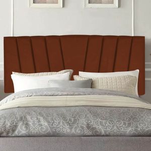 Painel Estofada Bélgica 140cm Casal Para Cama Box Quarto Suede Terracota Telha - Gat Magazine