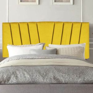 Painel Estofada Bélgica 140cm Casal Para Cama Box Quarto Corino Amarelo - Gat Magazine