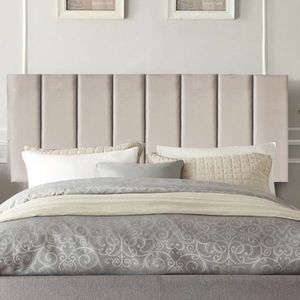 Painel Estofada Carla 140cm Casal Para Cama Box Quarto Suede Bege - Gat Magazine