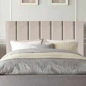Cabeceira Estofada Carla 195cm King Size Para Cama Box Quarto Suede Bege - Gat Magazine