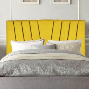 Cabeceira Estofada Bélgica 160cm Queen Size Para Cama Box Quarto Corino Amarelo - Gat Magazine