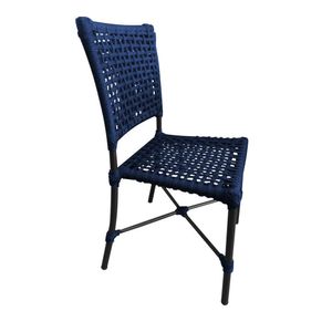 Cadeira Roma Corda Náutica Base Em Alumínio Preto-azul Marinho - Cor: Azul