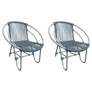 Kit 2 Cadeiras Decorativa Julia Em Corda Náutica E Base Em Alumínio Cinza-cinza - Cor: Cinza
