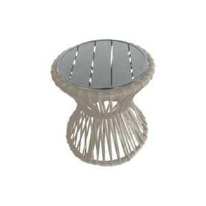 Mesa De Centro Sol Em Corda Náutica E Base Em Alumínio Cinza 50cm Areia - Cor: Bege