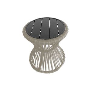 Mesa De Centro Sol Em Corda Náutica E Base Em Alumínio Preta 50cm Areia - Cor: Bege