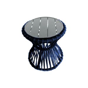 Mesa De Centro Sol Em Corda Náutica E Base Em Alumínio Cinza 70cm Azul Marinho - Cor: Azul