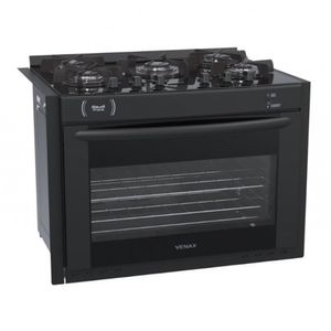 Fogao De Embutir 5 Bocas Venax Gaudi Prisma Vitreo Bl Venax Preto Bivolt