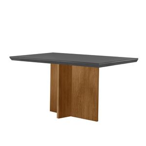 Mesa Para Sala De Jantar Olimpia 120cm Em Mdf E Vidro Canto Reto Grafite/ Imbuia/ Serig. Grafite