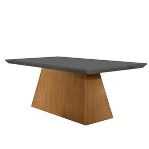 Mesa Para Sala De Jantar Aida 180cm Em Mdf E Vidro Grafite/ Imbuia/ Serig. Grafite