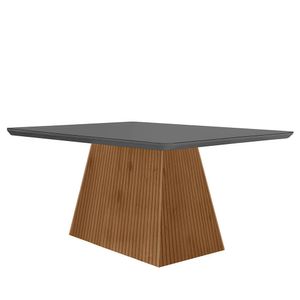 Mesa Sala De Jantar Aida 120cm Em Mdf E Vidro Com Canto Copo Grafite/ Imb Rip/ Serig. Grafite