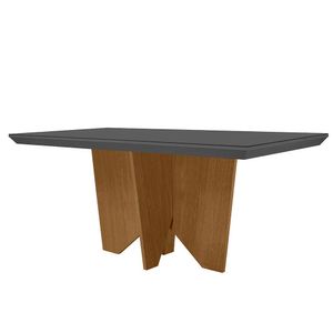 Mesa Para Sala De Jantar Evora 180cm Em Mdf E Vidro Grafite/ Imbuia/ Serig. Grafite