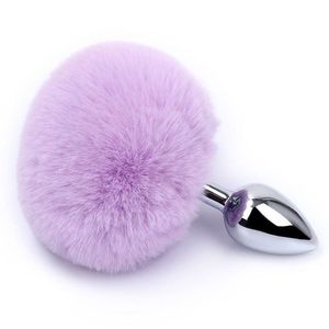 Plug Anal Em Formato De Pompom De Coelho Tamanho M - Lilás
