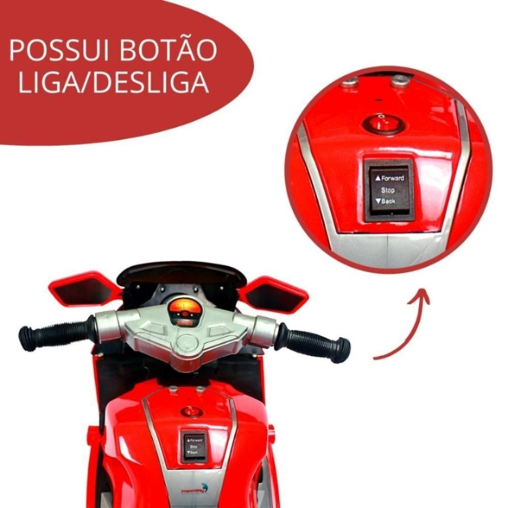 Mini Moto Infantil Elétrica Masculino Feminino Bateria Cor Vermelho