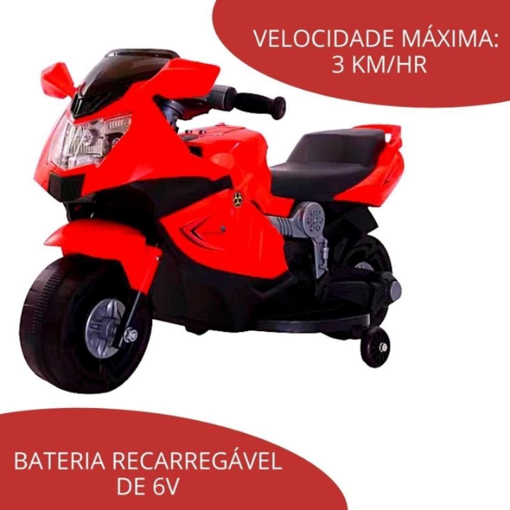 Mini Moto Infantil Elétrica Masculino Feminino Bateria Cor Vermelho