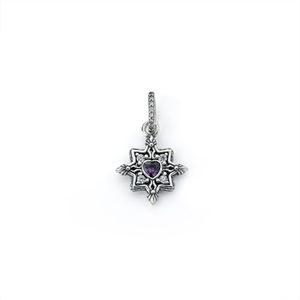 Berloque Mandala Com Zirconia Roxa Em Prata 925