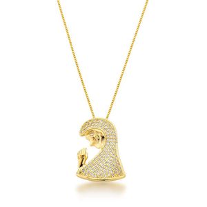 Colar Religioso Maria Mãe De Jesus Banhado A Ouro 18k - 45cm
