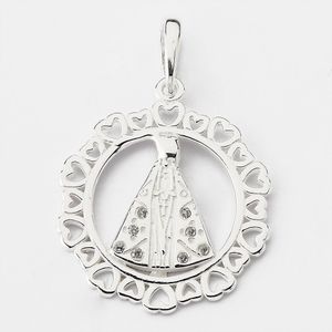 Pingente Nossa Senhora Aparecida Prata 925 Com Zircônias - Cristal