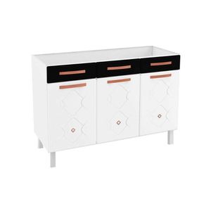 Módulo Cozinha Telasul Mirage New 3 Portas E 3 Gavetas S- Tampo Branco-preto