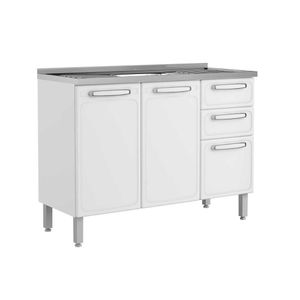 Gabinete C/pia Balcão Evidence 7025 3 Portas E 2 Gavetas Branco - Bertolini