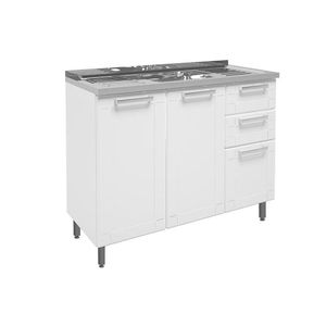 Gabinete C/pia Múltipla 6015 3 Portas 2 Gavetas Branco - Bertolini