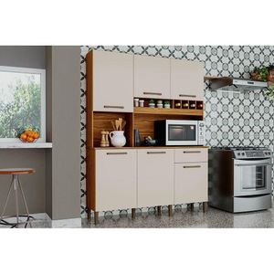 Kit De Cozinha Compacta Pinot 6 Portas E 1 Gaveta 73cm Amendoa/off White - Ronipa