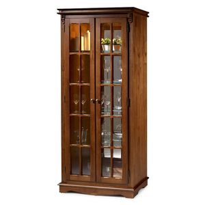 Cristaleira Lateral Com 2 Portas Vidro E 4 Prateleiras Com Espelho E Led - M52036El - Verniz