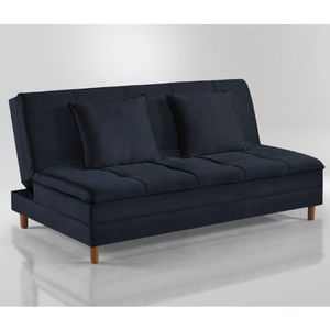Sofá Cama Vegas 185cm Pé De Madeira Talento Móveis Preto