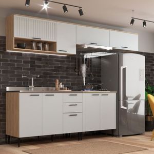 Cozinha Modulada 5 Peças 9 Portas 2 Gavetas Amalia Aveiro Oak/cinza Urbano
