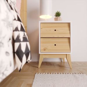 Mesa De Cabeceira Infantil 2 Gavetas Sing Branco-pinus Nuv