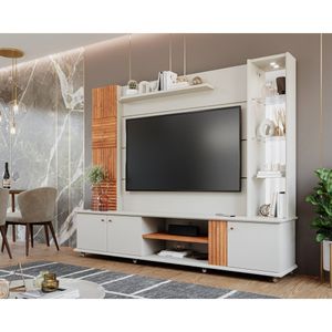 Estante Home Para Tv Até 60 Polegadas Com Led 3 Portas Bahamas Off White-cinamomo