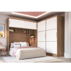Guarda Roupa Casal Modulado 2 Peças Classic Macadâmia-branco Line-duna