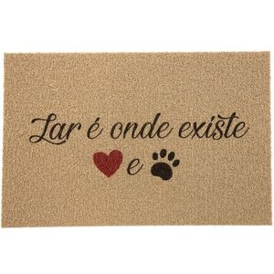 Capacho Vinil Pet Lar Onde Existe 40cmx60cm Kapazi Bege