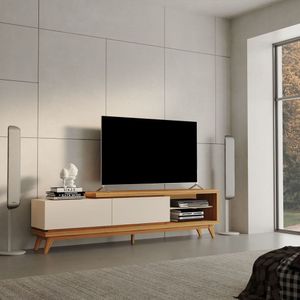Rack Para Tv's Até 84 Polegadas Nobre 220cm 2 Gavetas Carvalho Oro-off-white
