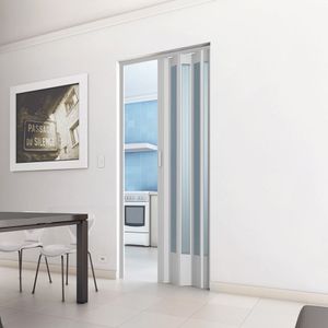 Porta Sanfonada Pvc Translucida 210x72cm Plastporta Bcf Branco