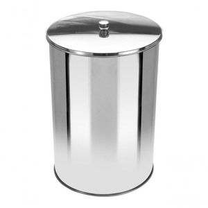 Lixeira Office Redonda Com Tampa Em Inox 7 Litros Cor:cinza