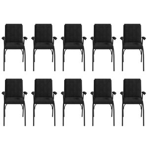 Kit 10 Cadeiras Para Escritório Linha Office Preto